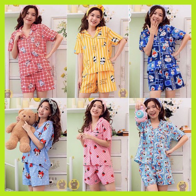 Bộ Pijama Kate thái quần đùi dễ thương Form dưới 60 kí chọn mẫu