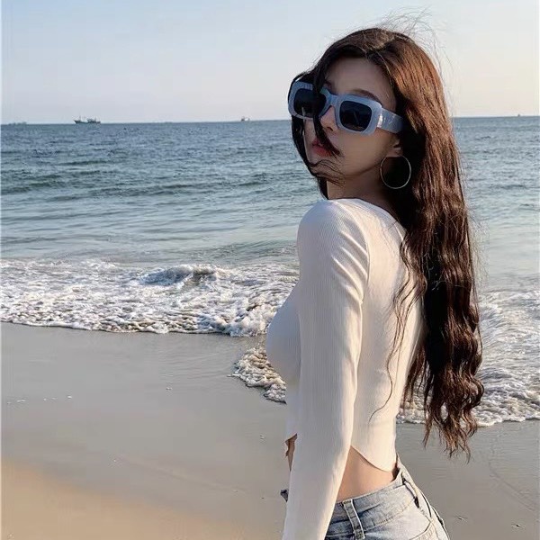 Áo Croptop Nữ Gân Tăm, Tay Dài Vạt Bầu - Tharo Clothing