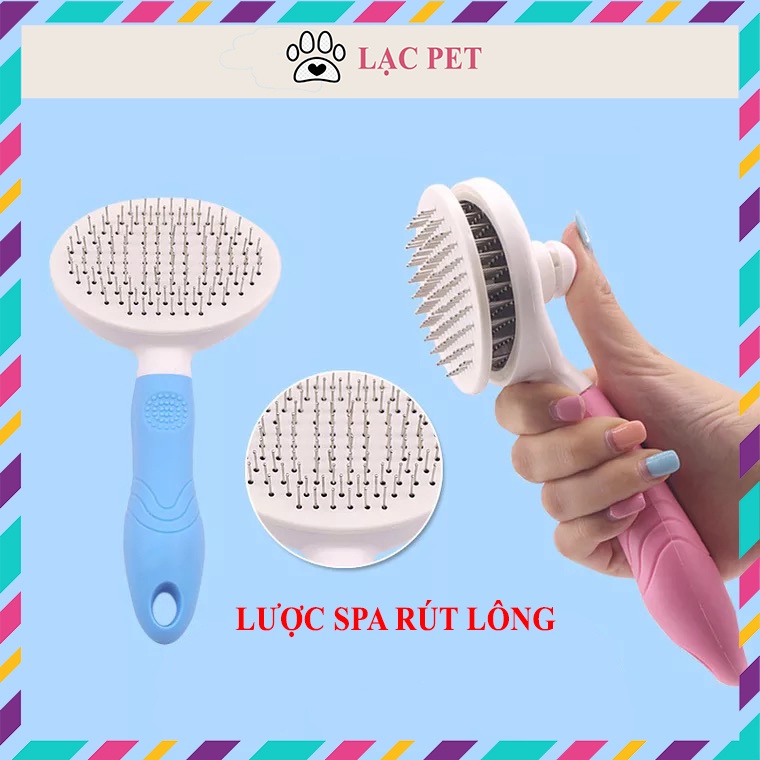 LƯỢC SPA CÁN CAO SU RÚT LÔNG( XANH - HỒNG) - LÀM ĐẸP CHO BOSS NHÀ MÌNH