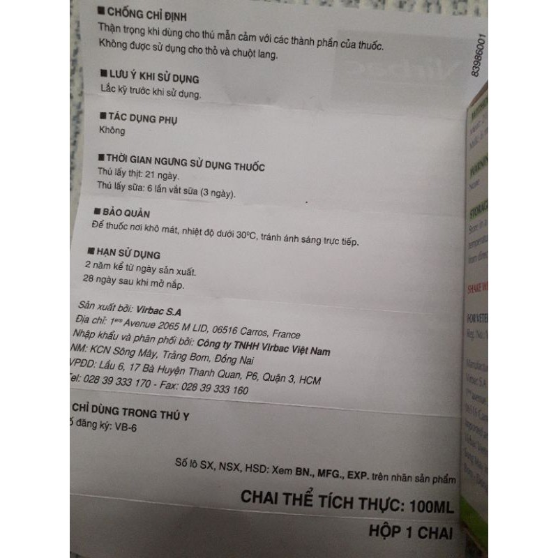 Multibio 100ml. chích viêm khớp, tiêu chảy, viêm niệu d.ụ.c