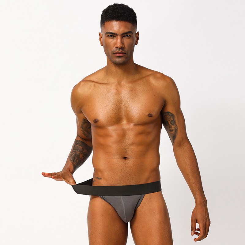 ORLVS Màu đặc Sexy Đồ lót nam Cotton Thoáng khí mềm mại Thấp eo Gay Quần lót Jockstrap G-String Thongs BP.01