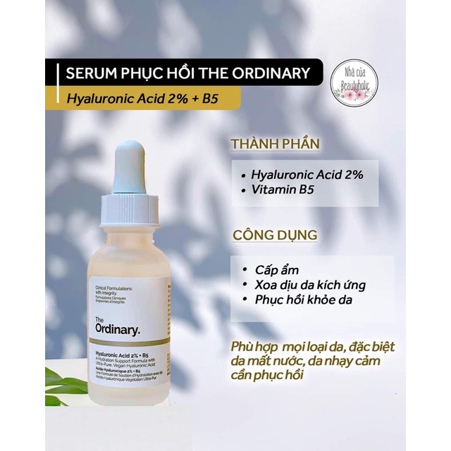 [Bản Hàn] Tinh chất dưỡng ẩm phục hồi THE ORDINARY HYALURONIC ACID 2%+B5