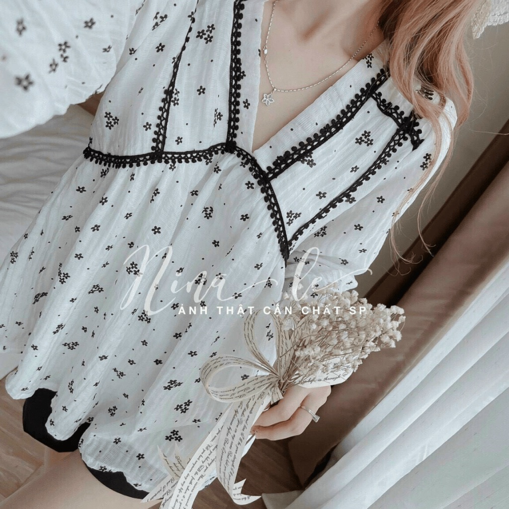 Sét Đũi Xô Viền Ren Cố Y Siêu Xinh UP