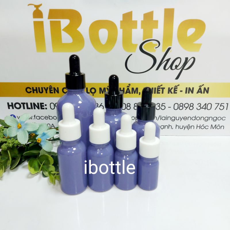 Chai lọ sang chiết mỹ phẩm - Chai thủy tinh sơn tím nắp bóp trắng & đen