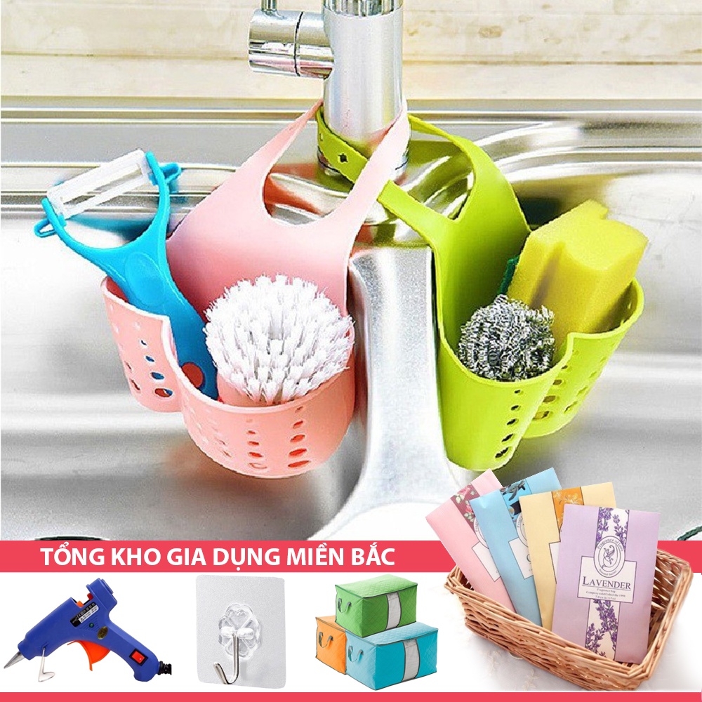 [Tổng Kho Sỉ] GIỎ ĐỰNG GIẺ Lưới Rửa Bát Thoáng Mát - Giỏ Nhựa Treo Đồ Rửa Chén, Gắn Vòi Nước Bồn Rửa Có Móc Cài Quai