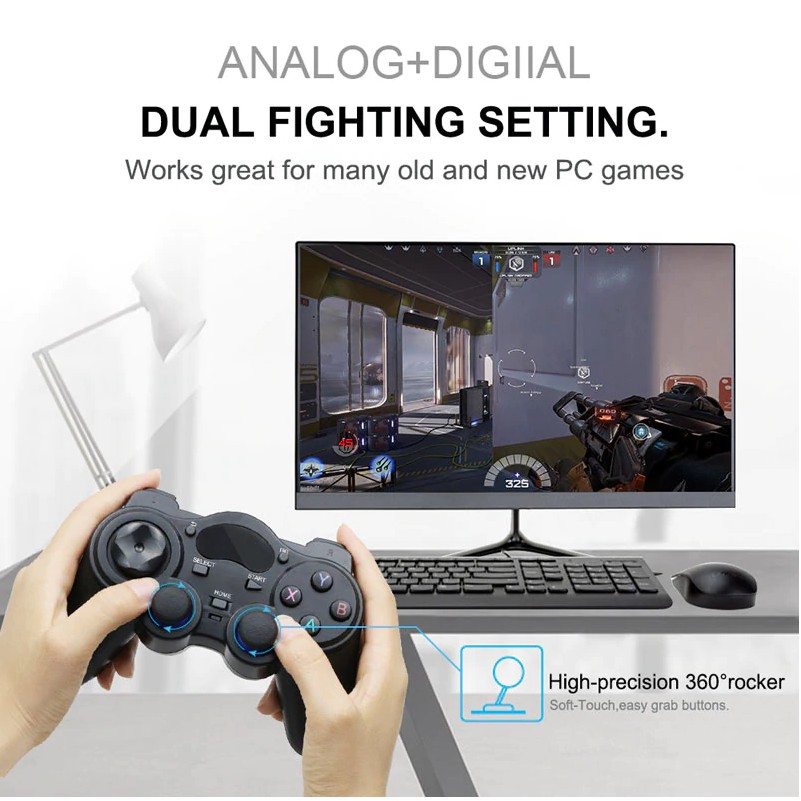 Tay Cầm Game Không Dây 2.4 Ghz, Dùng Cho Điện Thoại  Android - Laptop - Tivi Box - Tablet - Tặng Kẹp ĐT Siêu Phẩm 2021