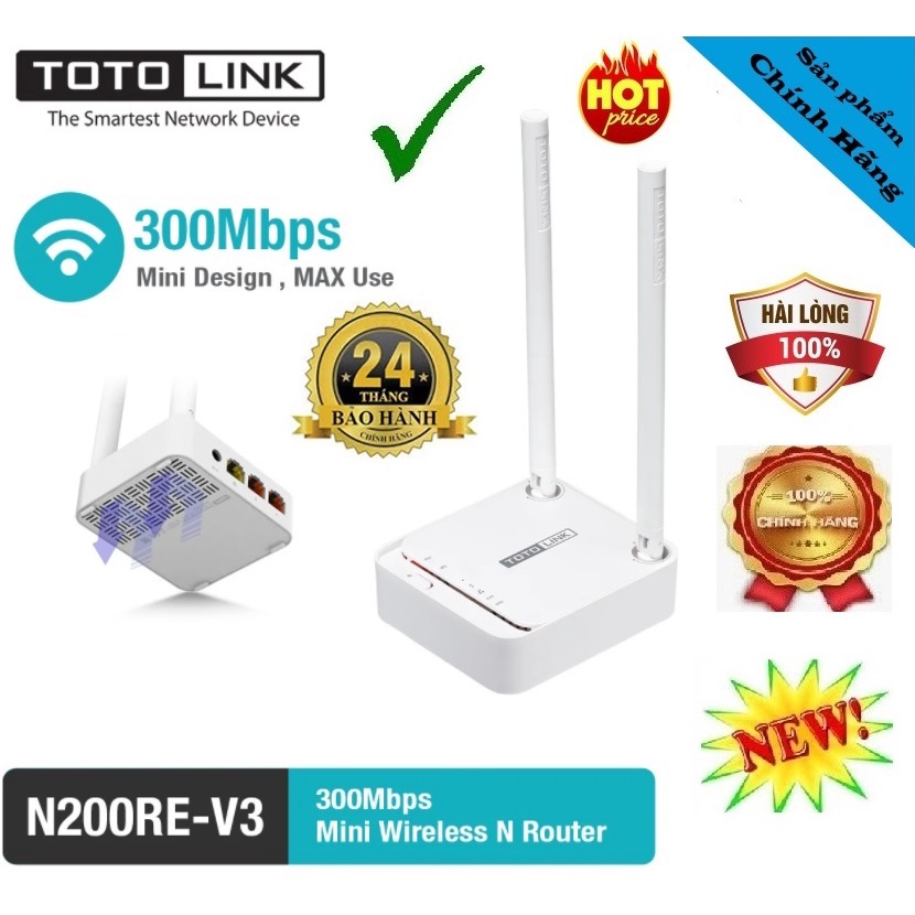 Bộ phát sóng Wifi Totolink N200RE 300Mbps 2 Ăng Ten