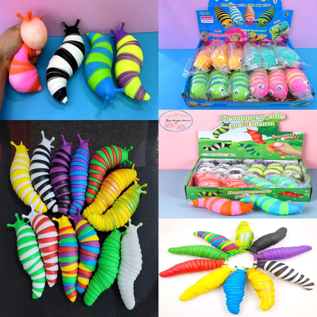 Squishy Mochi hình CON SÂU BÉO khổng lồ mềm mịn dễ thương chân thực giảm stress co dãn đàn hồi ngộ nghĩnh bóp g