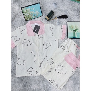 Pijama lụa MANGO sen cộc dài nữ tính💃💃