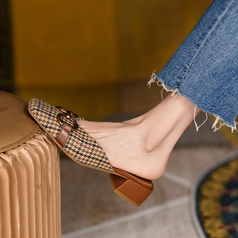 Dép cao gót IELGY phối nơ phong cách vintage thời trang cho nữ