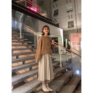Chân váy dập li lưng thun