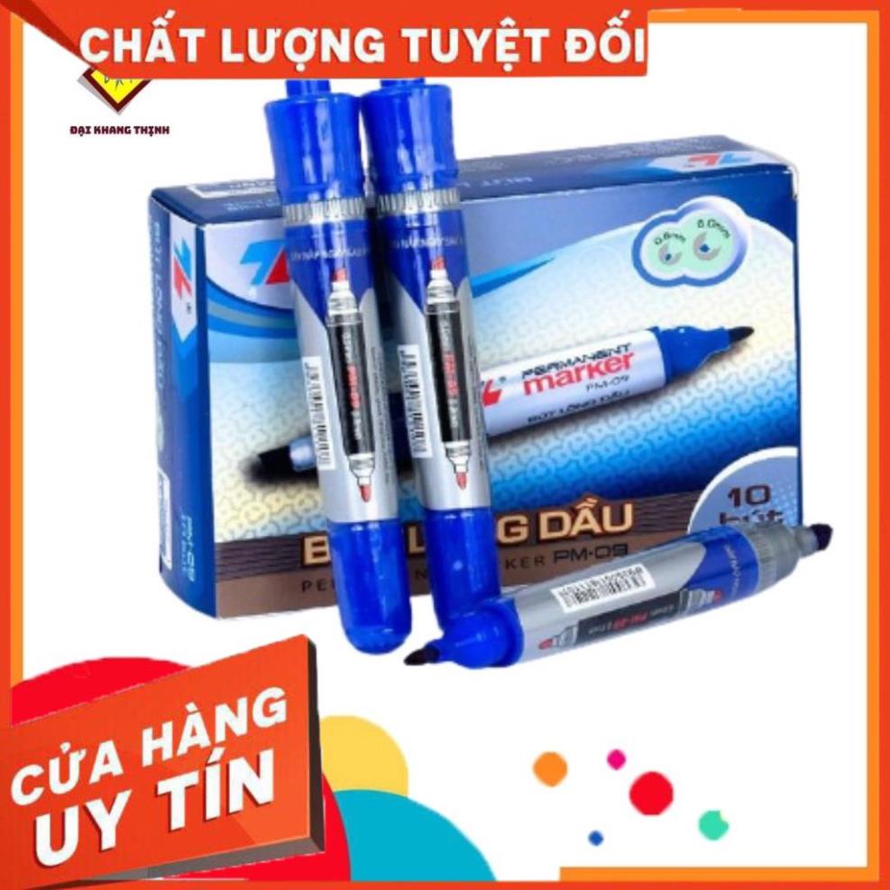 Bút lông dầu 2 đầu Thiên Long PM 09 viết lông dầu đủ 3 màu XANH ĐỎ ĐEN CAM KẾT CHÍNH HÃNG