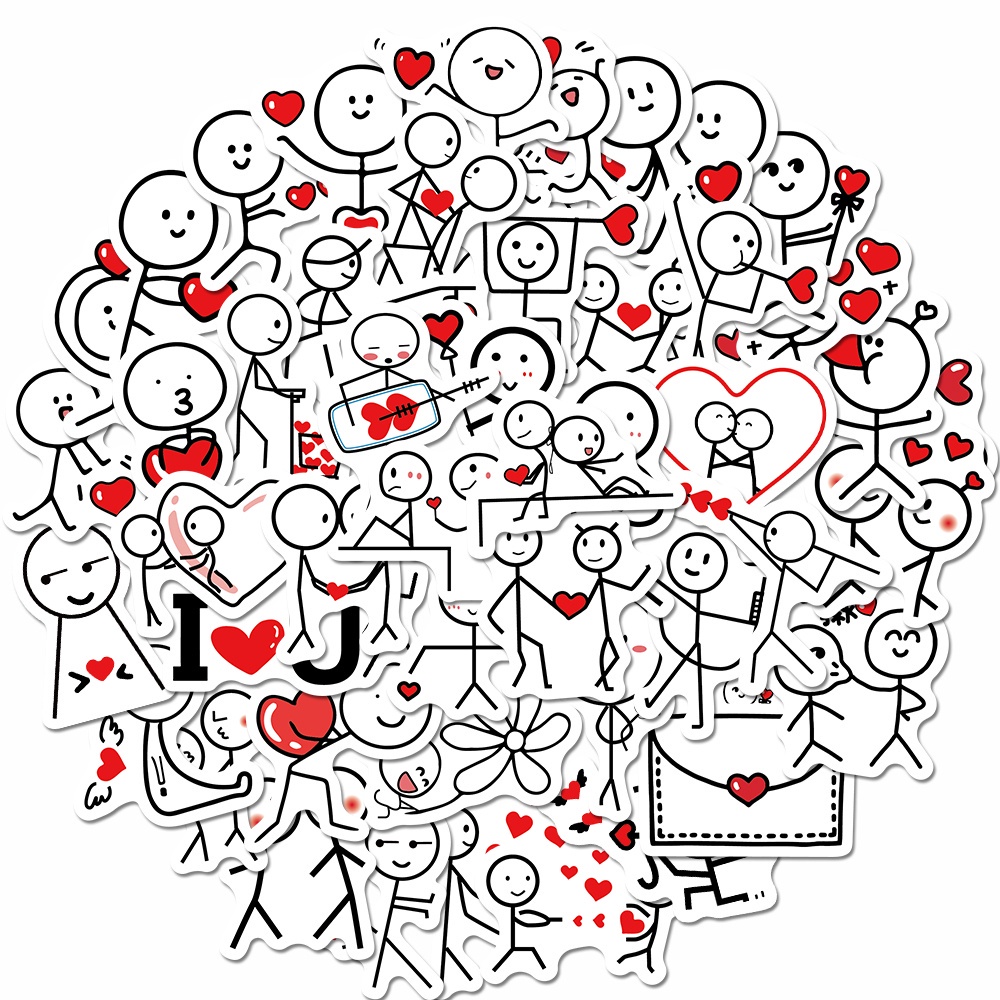 Set 50 miếng dán trang trí cốc nước họa tiết hoạt hình dễ thương chống thấm nước