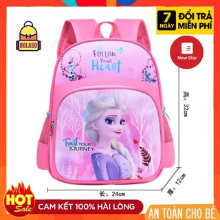 Ba lô Elsa cho cho bé gái mẫu giáo từ 2-5 tuổi - màu hồng