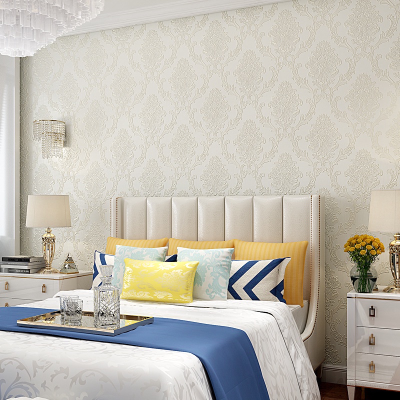 Giấy Dán Tường Dập Nổi Họa Tiết 3D Phong Cách Châu Âu Chống Thấm Nước Trang Trí Phòng Ngủ/Phòng Khách