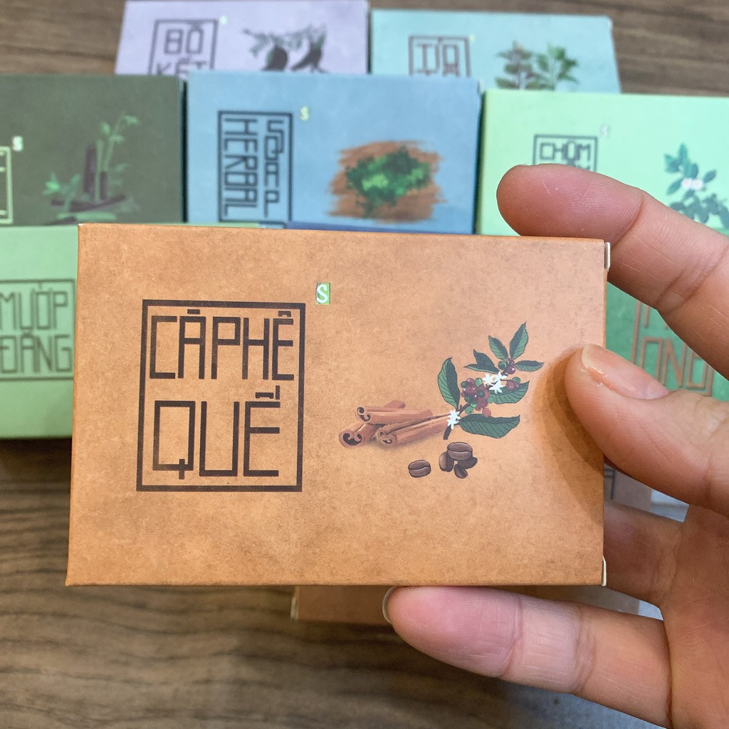 {MẪU MỚI} XÀ BÔNG SINH DƯỢC 100G- THẢO DƯỢC TỰ NHIÊN 100%- LOẠI CAFE QUẾ- TẨY DA CHẾT, ẤM CƠ THỂ