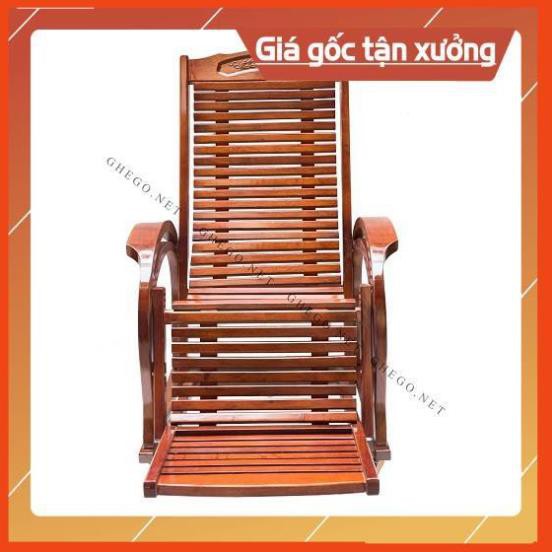 [Khuyến Mãi Sốc] Ghế thư giãn gỗ sồi, Ghế lười gỗ sơn PU màu cánh gián cao cấp