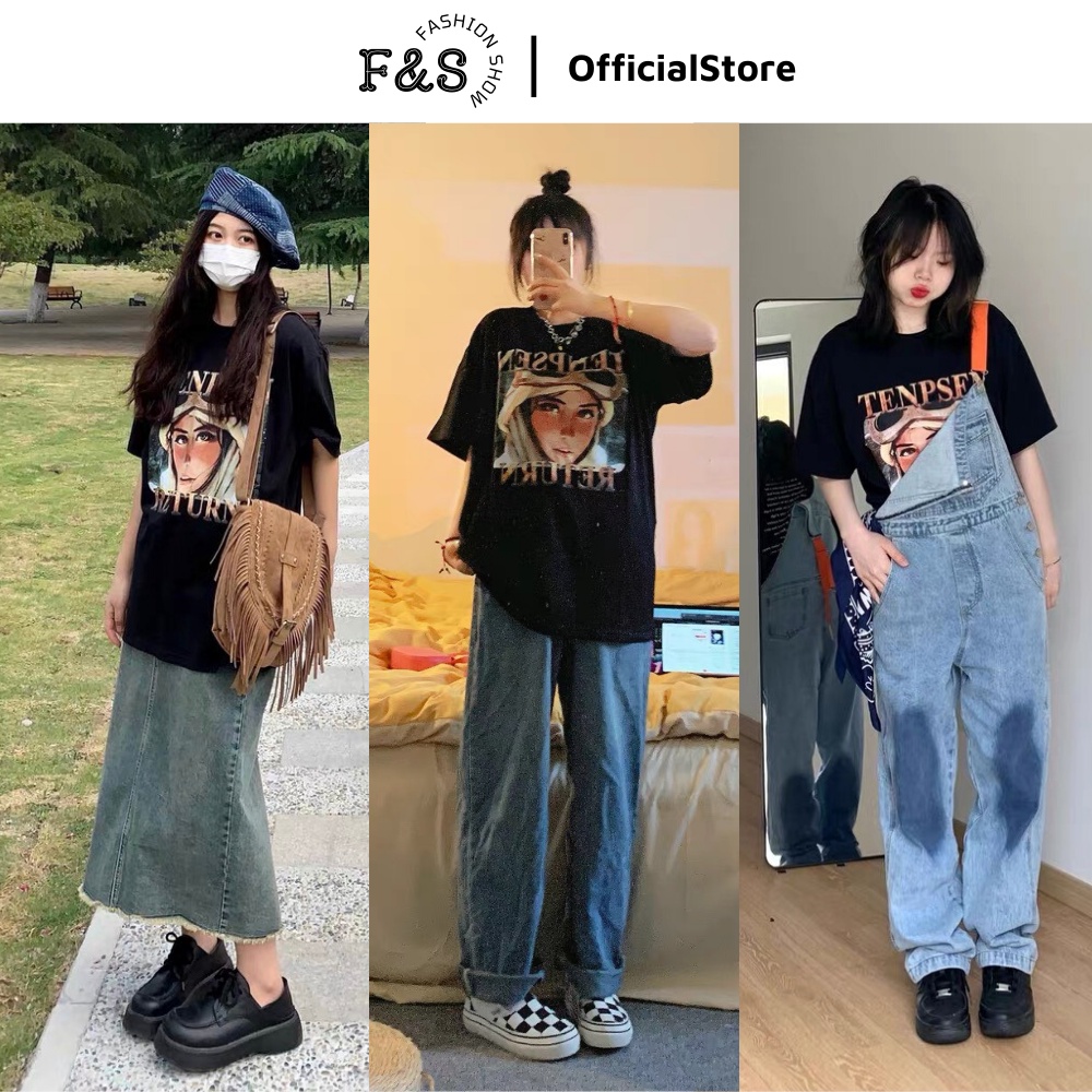 Áo thun tay lỡ unisex TENPSEN RETURN - Áo phông F&amp;S nam nữ form rộng cho cặp đôi phong cách hàn quốc