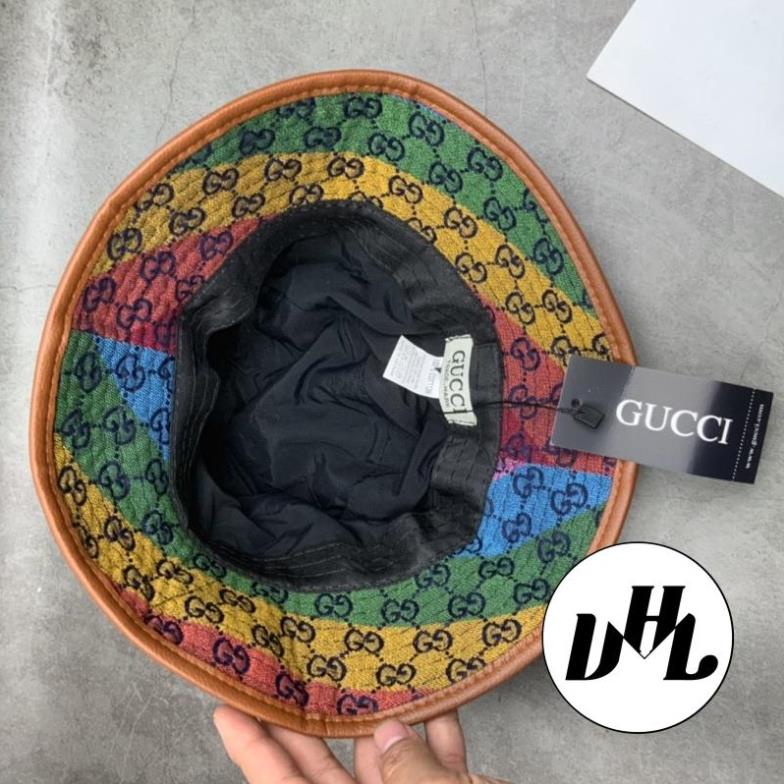 Mũ Bucket GC Ngũ Sắc Viền Da GG Thời Trang Unisex Cao Cấp Nam Nữ
