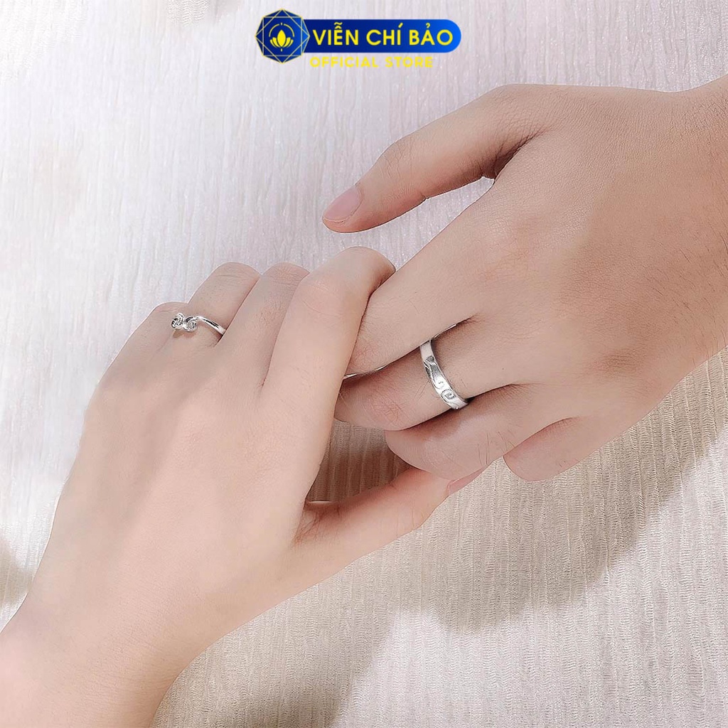 Nhẫn bạc đôi nam nữ kim cô xi kim chất liệu bạc 925 thời trang phụ kiện trang sức Viễn Chí Bảo N700045 N700046