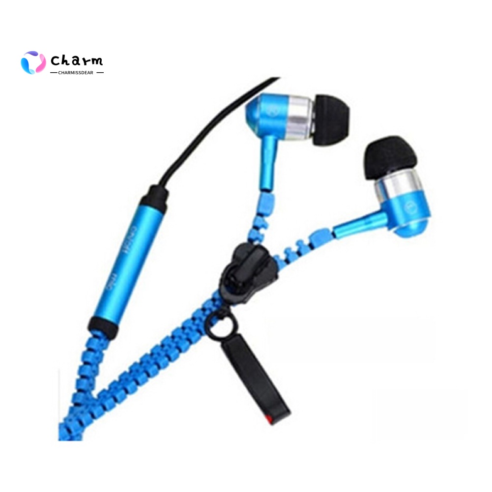 [CM] Stock 3.5mm Zipper In-Ear Wired Earphone Heavy Bass Headphone with Mic for Phone MP3