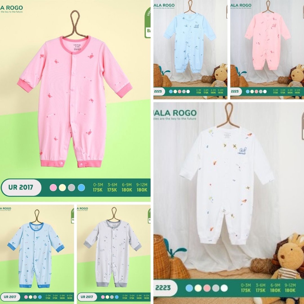 Bộ Body dài tay mềm mịn co giản 4 chiều nhiều họa tiết xinh xắn cho bé trai bé gái Uala Rogo- Mebistore