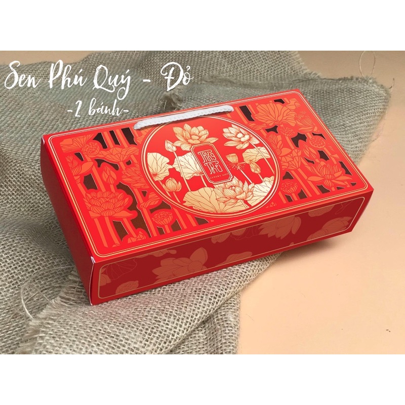 set 10 vỏ hộp 2 bánh trung thu không hộp con sen đỏ