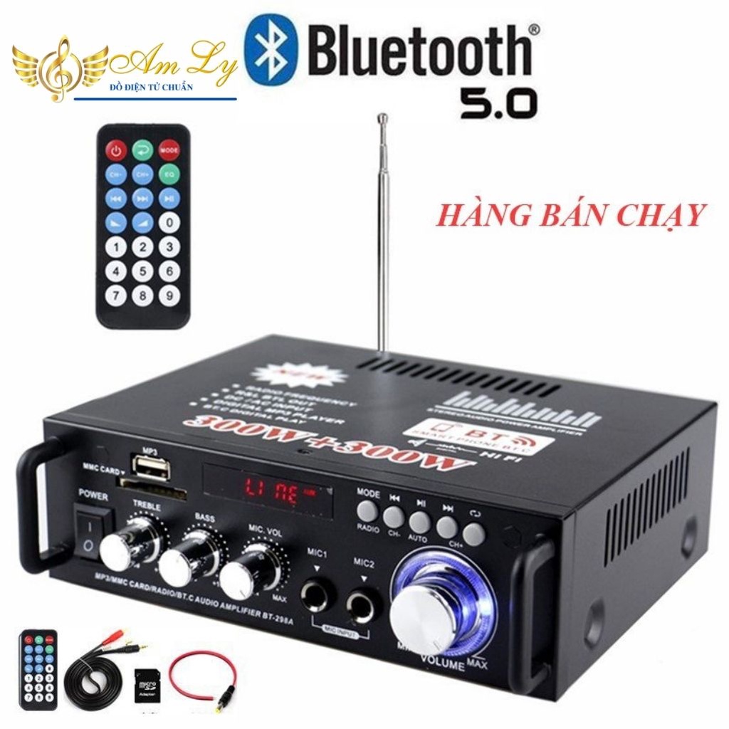 Âmly karaoke mini, Âm ly giá rẻ, Amly Mini Bluetooth BT-298A cao cấp, chức năng đa dạng BẢO HÀNH UY TÍN