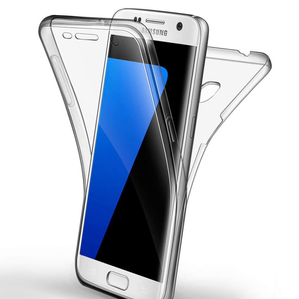 Ốp điện thoại 2 mặt silicon trong suốt bảo vệ toàn diện cho Samsung Galaxy S5 S6 S7 Edge S8 S9 Plus