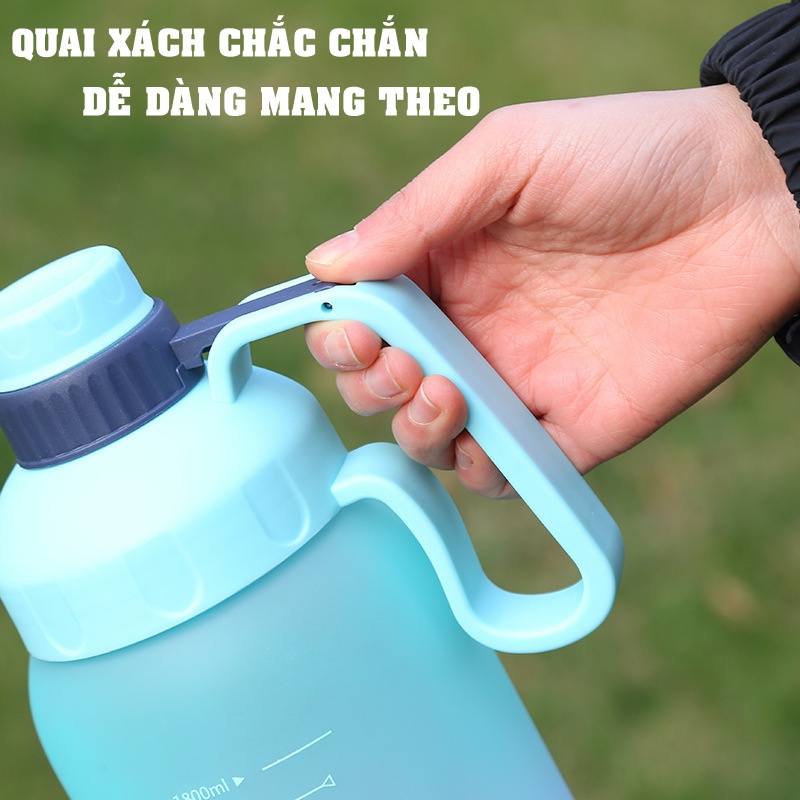 Bình Nước Thể Thao Tập Gym BN/07, Bình Đựng Nước Giữ Nhiệt Nóng Lạnh 1.8 Lít Tập Thể Dục Có Vạch Báo Giờ Uống Nước Cute