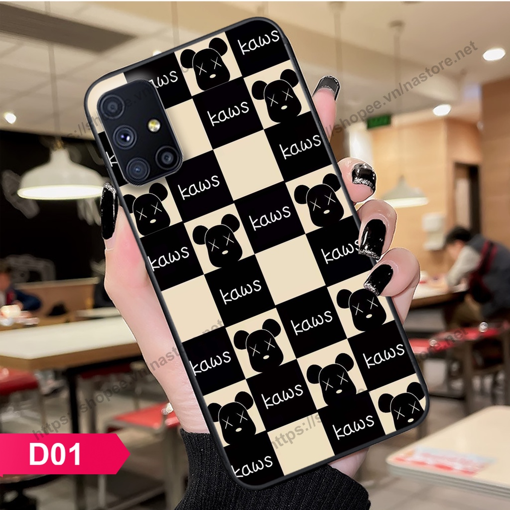 Ốp lưng Samsung M51 trái tim họa tiết caro, mikey họa tiết beabrick kaws cute
