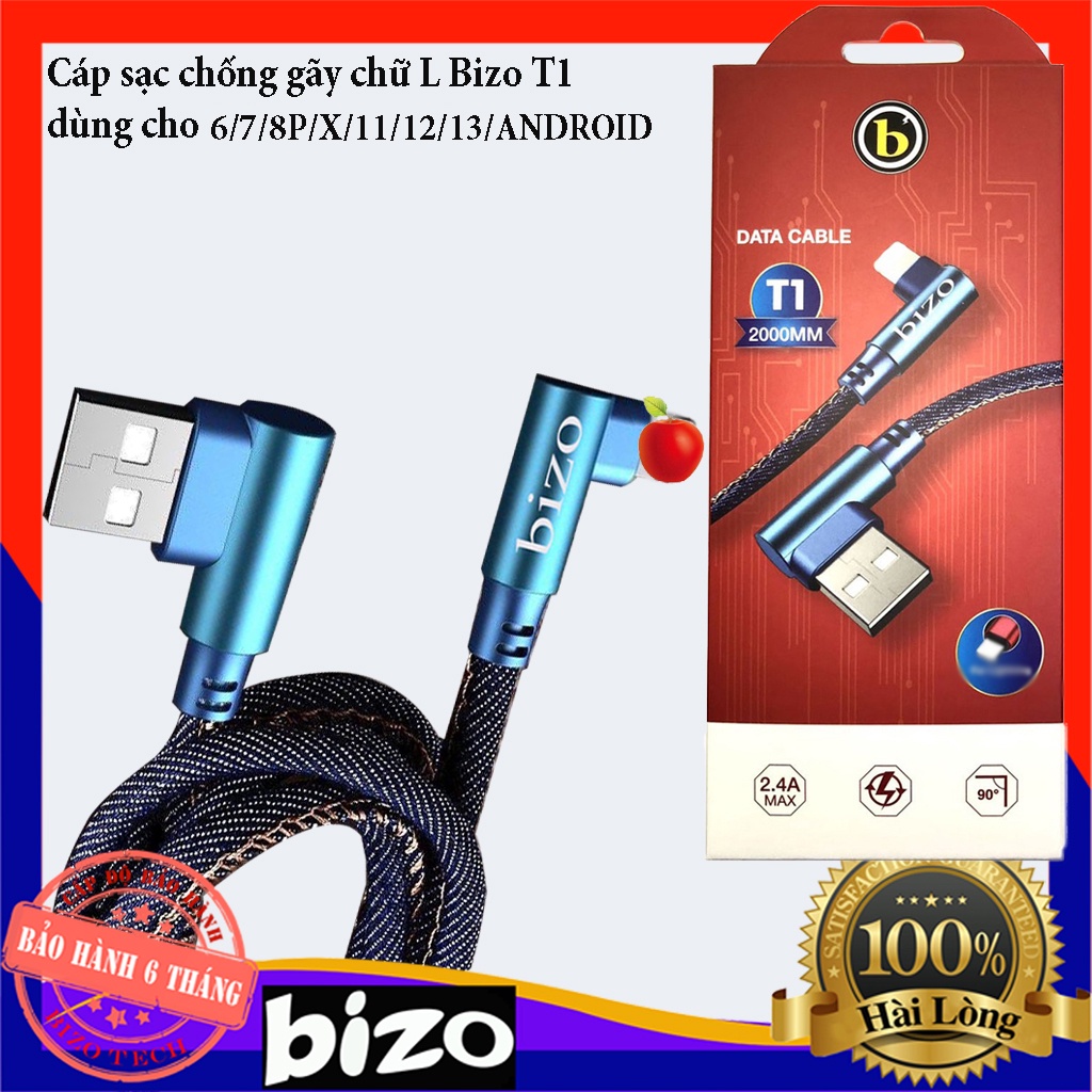 DÂY CÁP SẠC, chân MICRO USB, chân TYPE C USB, ĐẦU CHỮ L-BIZO T1