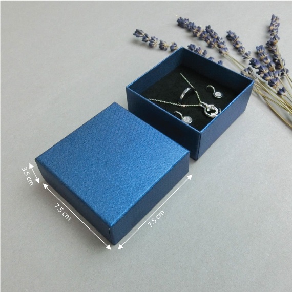Combo 10 hộp đựng trang sức size 7.5cm xanh dương vân tròn dễ thương