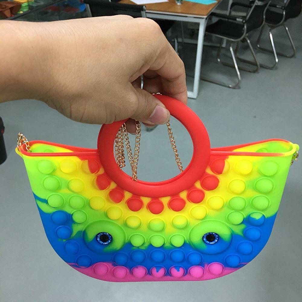 UUMIR Túi Xách Tote Đeo Vai Tote Cảm Biến Bong Bóng Dimple Màu Cầu Vồng Đơn Giản