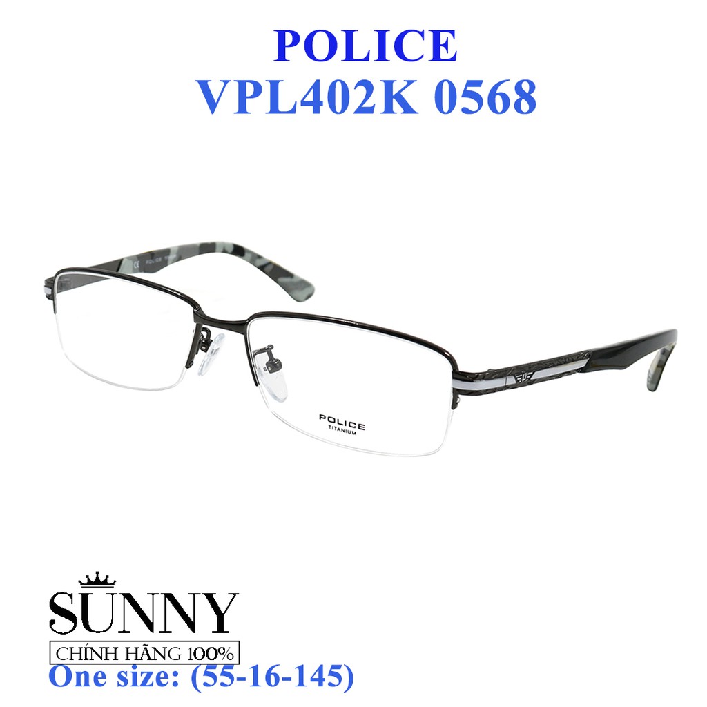 Gọng kính thời trang chính hãng nhiều màu Police VPL402K, thiết kế dễ đeo bảo vệ mắt