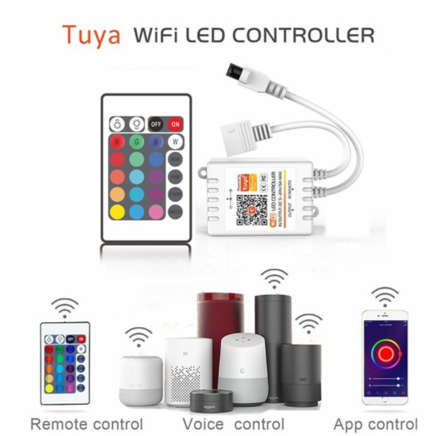 Bộ điều khiển đèn led wifi dây RGB 12V qua ứng dụng điện thoại  - Tuya