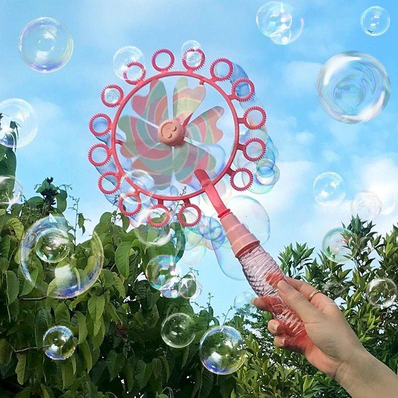 Đồ Chơi Thổi Bong Bóng Xà Phòng Cầm Tay Hình Cối Xay Gió Lớn Cho Bé