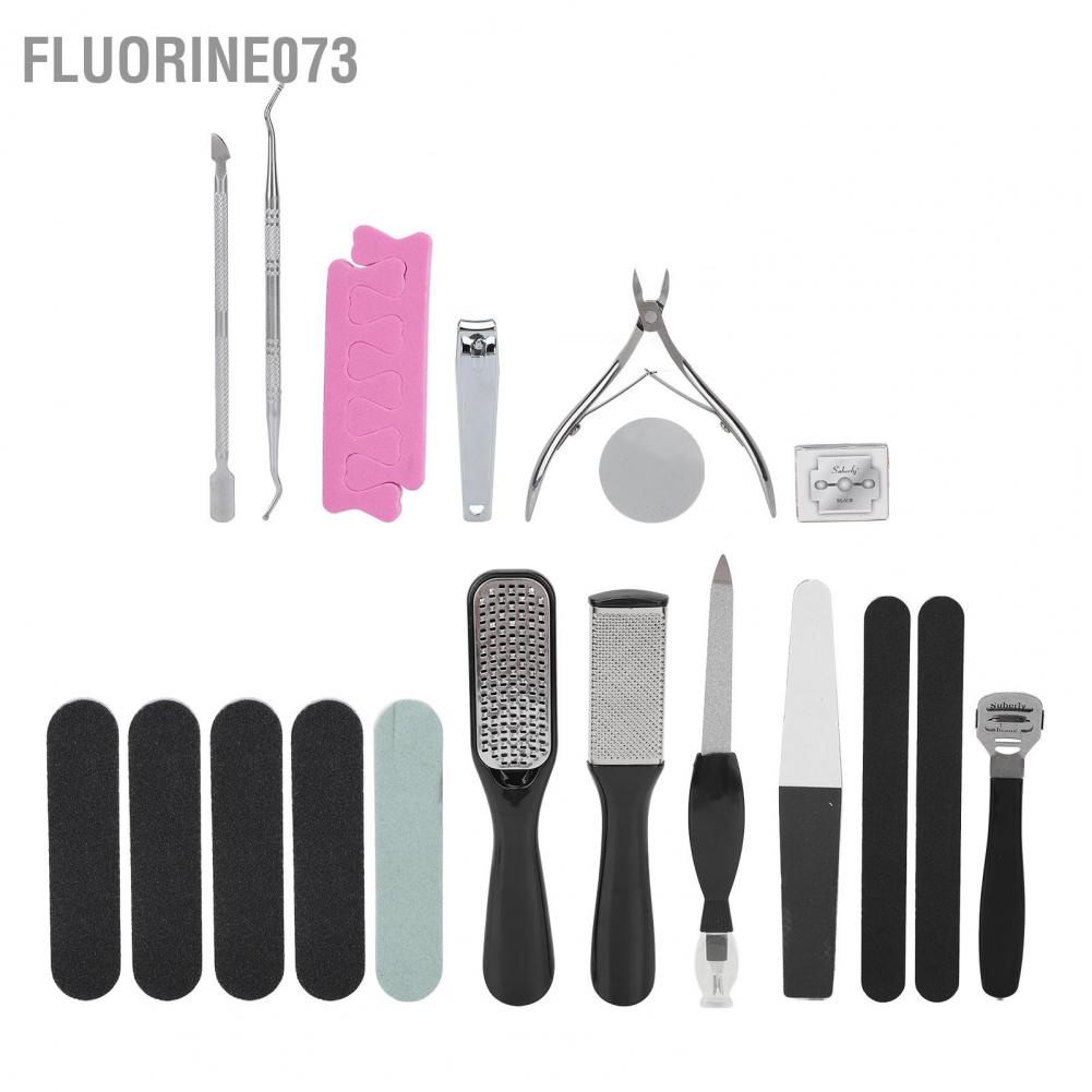 Fluorine073 22 cái Bộ móng chân chăm sóc bằng thép không gỉ Loại bỏ da chết Móng tay làm