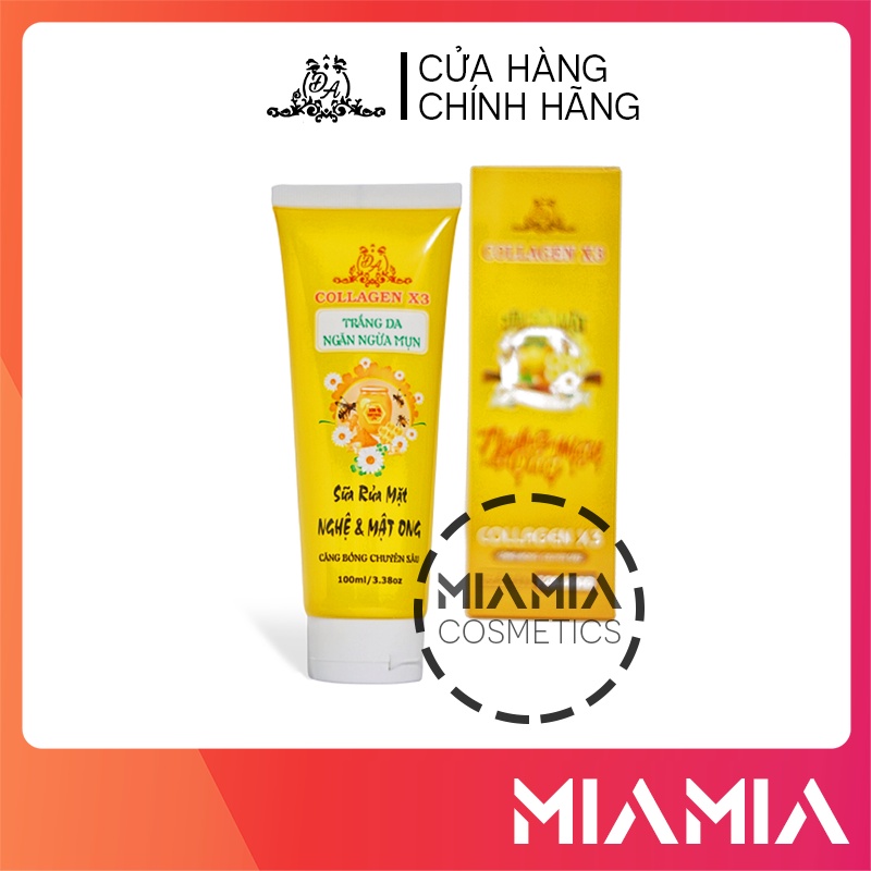 Sữa Rửa Mặt Nghệ Mật Ong Collagen X3 làm sạch da, ngừa mụn, se khít lỗ chân lông Mỹ Phẩm Đông Anh