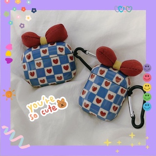 Case ốp airpods hoạ tiết caro trái tim 💓 + nơ bông 🎀