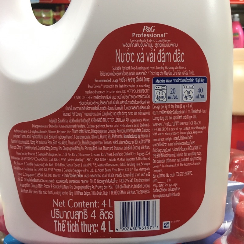 Nước xả vải Downy chăm sóc vải đam mê can 4lit