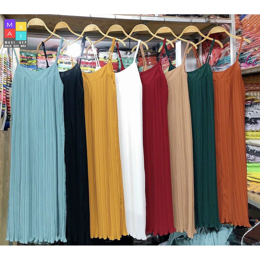 Maxi 2 dây voan dáng suông freesize dài gợi cảm( hình thật + video cận cảnh)