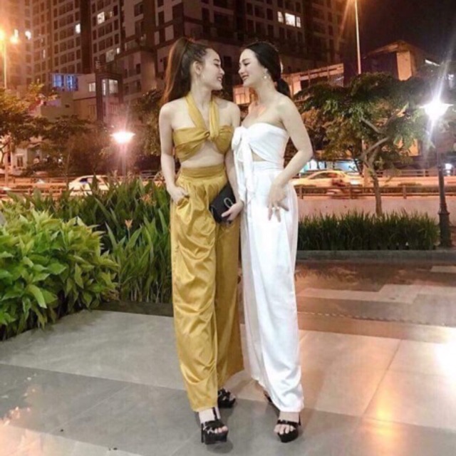 SALE 50% - Set áo yếm lụa quần suông sexy