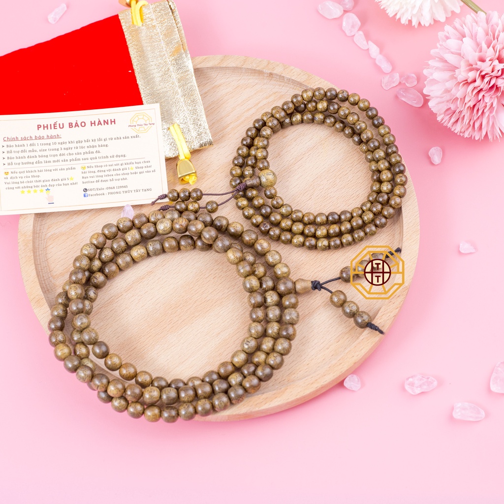 Vòng Trầm Hương Tốc [TẶNG TÚI GẤM] Có Mẫu mix Hoa Sen, Vòng tay phong thủy gỗ chuỗi tràng 108 hạt - Phong Thủy Tây Tạng
