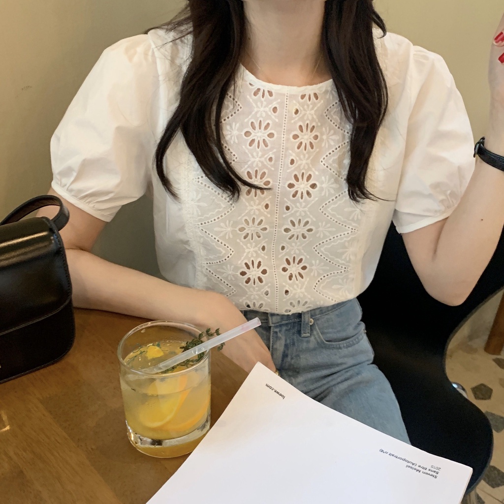 Áo Sơ Mi Tay Phồng Phong Cách Hàn Quốc Cổ Điển Dành Cho Nữ