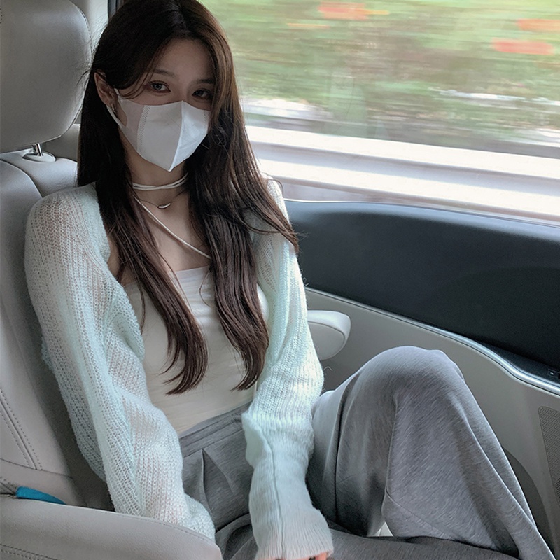 Áo Cardigan Dệt Kim Mỏng Mềm Mại Chống Nắng Thời Trang Mùa Hè Cho Nữ áo khoác áo croptop