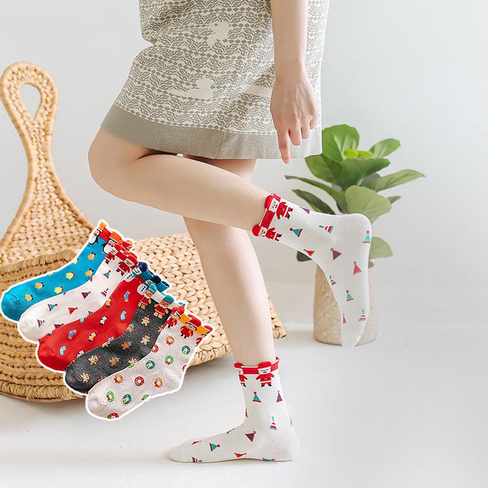 Tất Nam Nữ In Hoạ Tiết Giáng Sinh Năm Mới &amp; Ông Già Noel &amp; Tuần Lộc VANES1