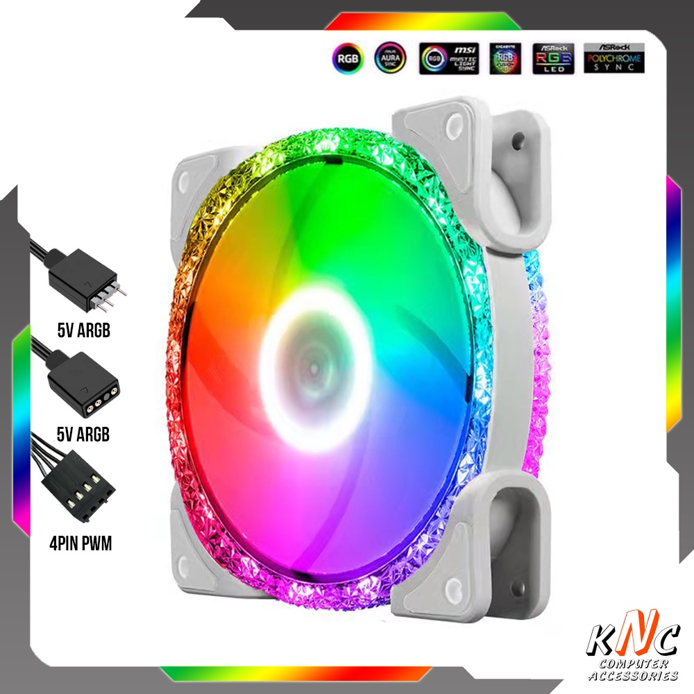 Quạt Tản Nhiệt Diamond U1 Màu Trắng Fan Led 5v ARGB Kích Thước 12cm Đồng Bộ Màu Mainboard - Hub Coolmoon