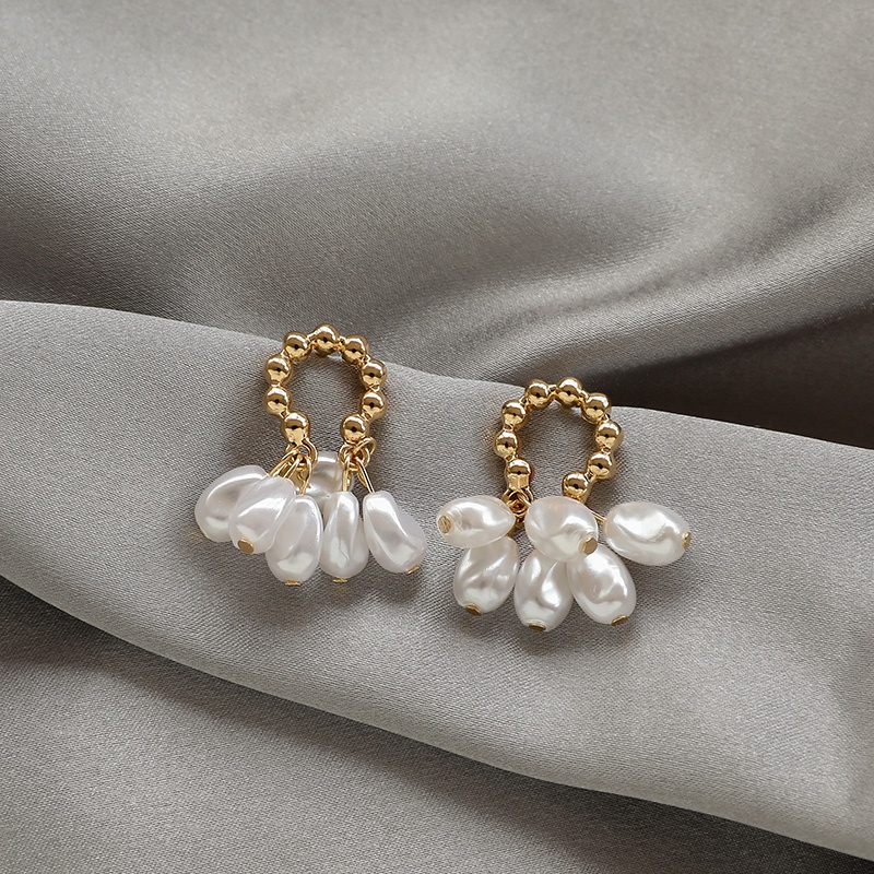 Bông tai bạc đính ngọc trai đơn giản sang trọng dành cho nữ