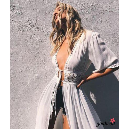 Áo choàng phối ren dáng dài thời đi biển quyến rũ cho nữ | BigBuy360 - bigbuy360.vn